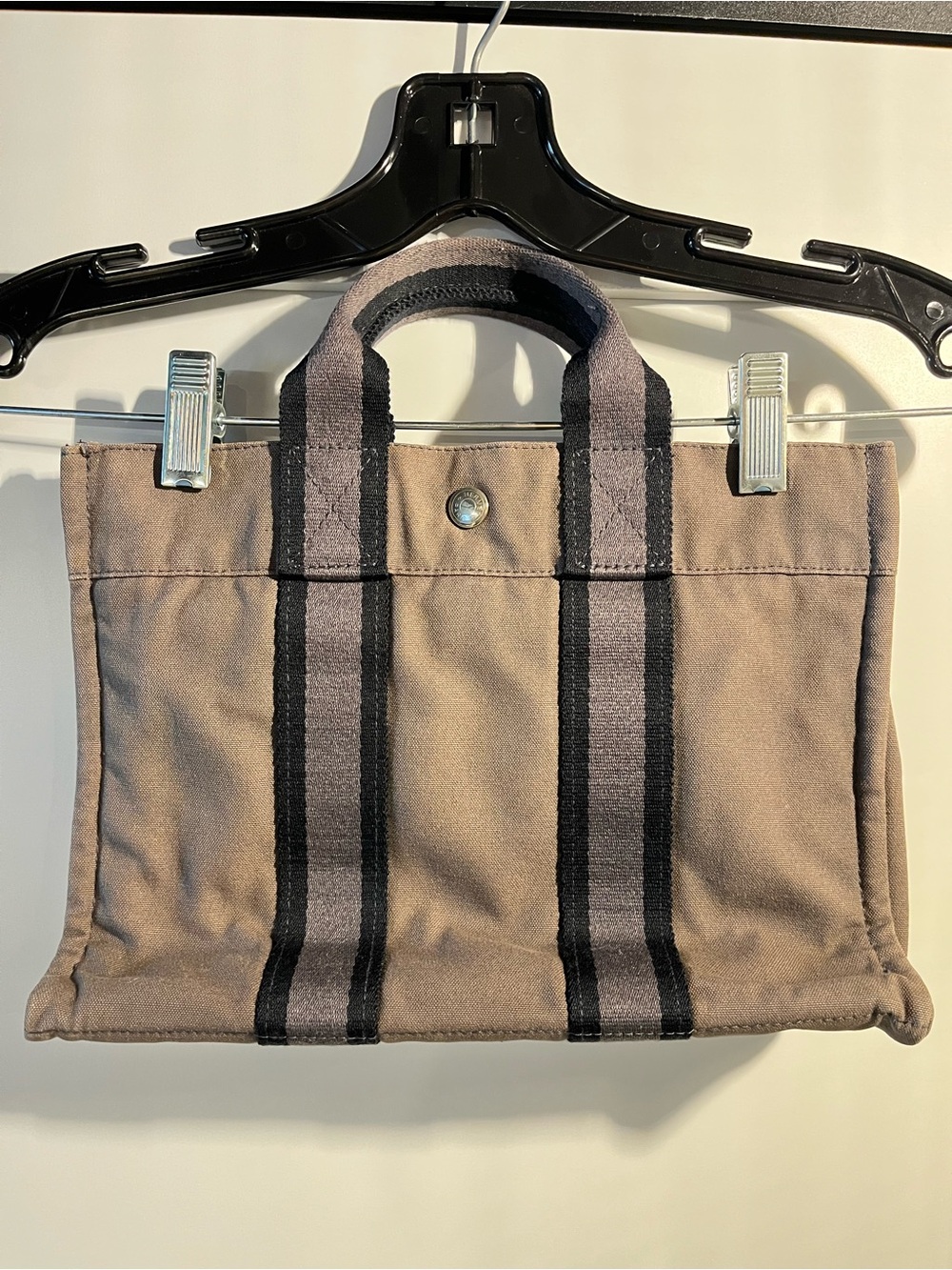 Authentic Hermès Herline PM Canvas Tote Bag – Grey / Graphite (Small Size)